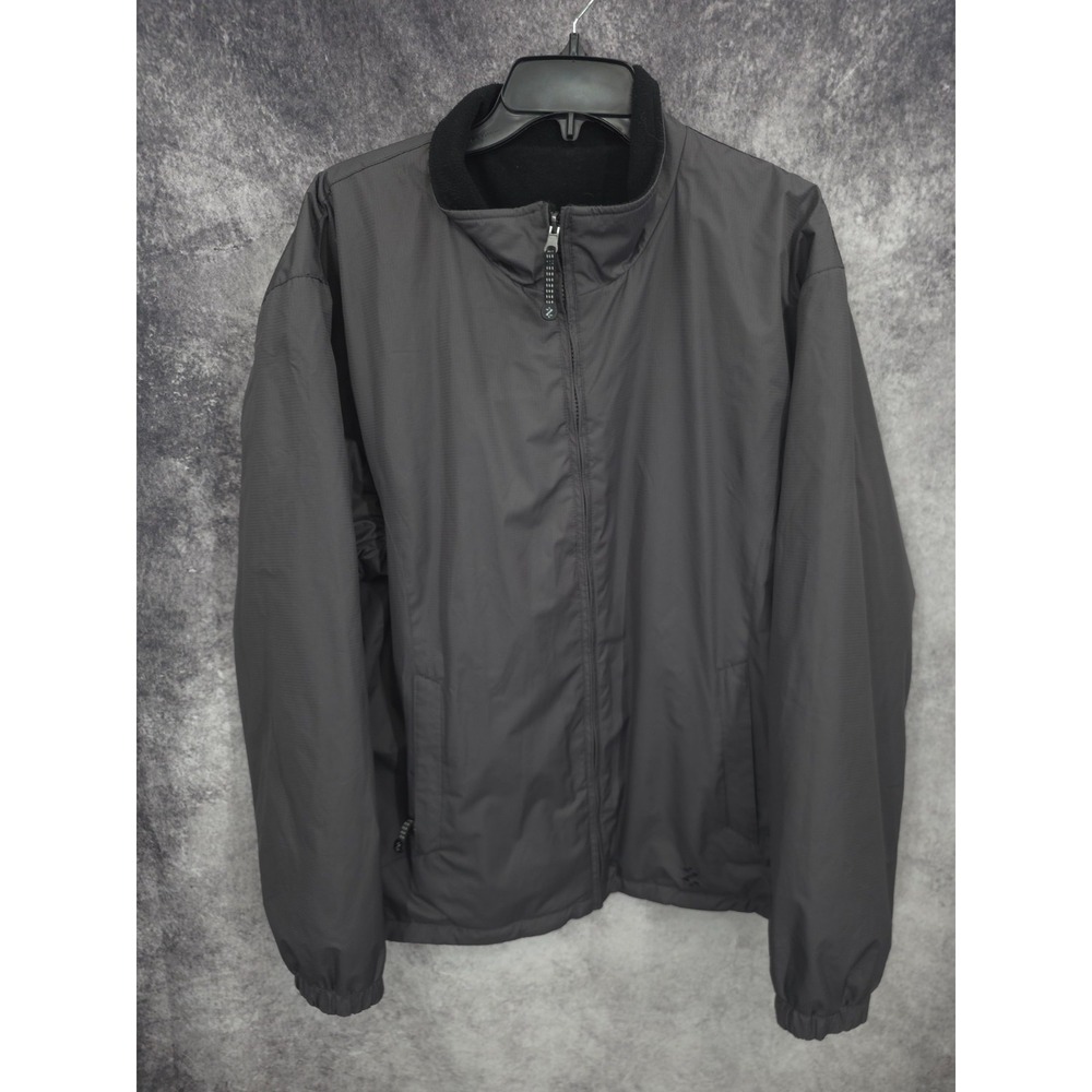 Izod Jacket Mens 2XL Gray Full Zip  Fleece Lined Windbreaker‎